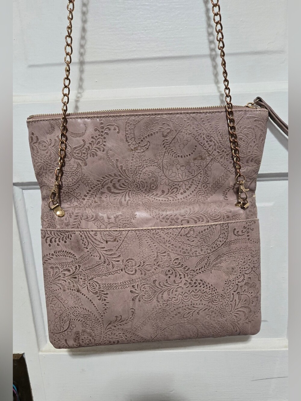 Urban Expressions Dusty Mauve Fold-Over Chain Crossbody Bag - Picture 4 of 11